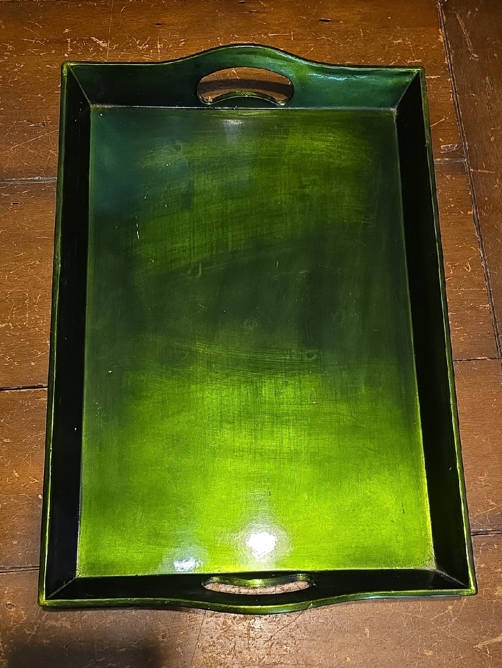 Green Lacquered Serving Tray 13" x 19"